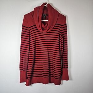 Lauren Ralph Lauren Striped Cowl Neck Sweater in Red and Black Wool Blend